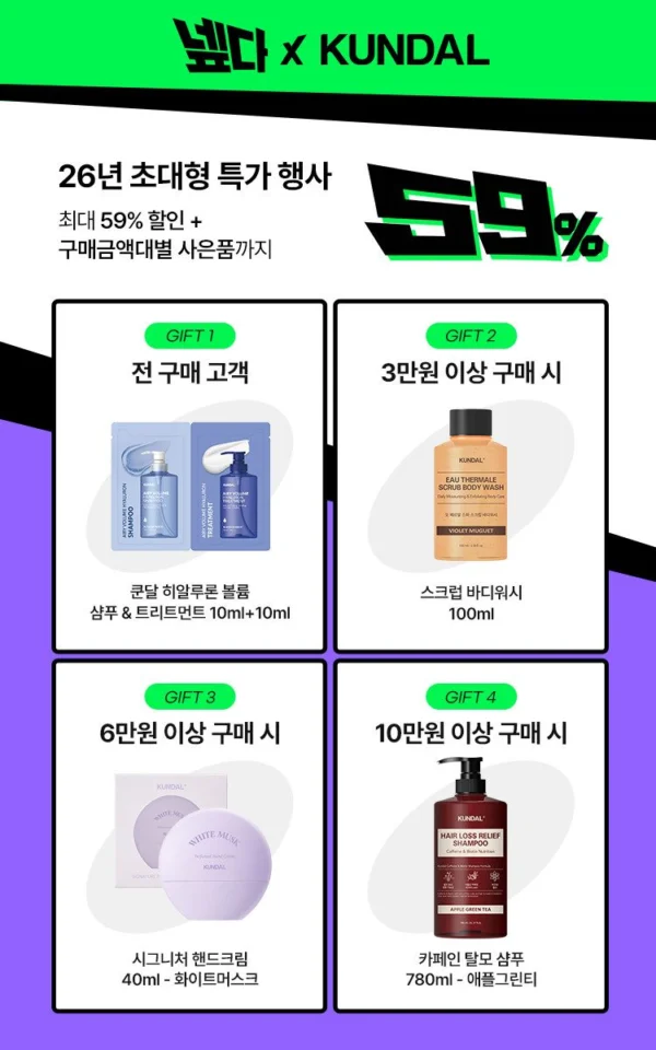 쿤달 네이처 샴푸&트리트먼트 1,058ml 1+1 세트 우디가든향
