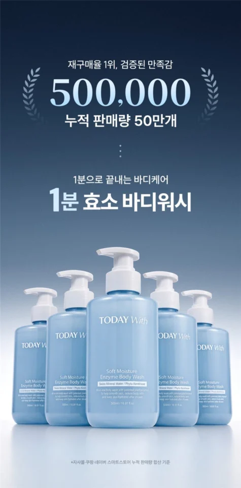 투데이위드 1분 효소 바디워시 체취제거 99.9% 각질제거 등드름 500ml, 1개